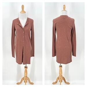 ENZA COSTA Cashmere Cardigan Mini Dress Womens Medium Sepia Long Sleeve NEW